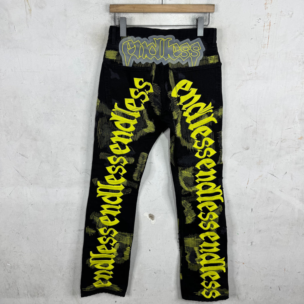 Endless Denim Yellow Stitch Repaired Denim