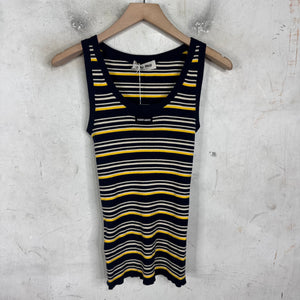 Miu Miu Striped Logo Sleeveless Top