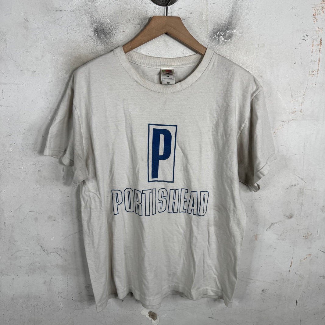 Vintage Blue Logo Print Portishead T-Shirt