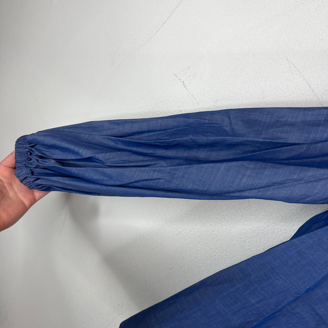 Chanel Blue Button Up Thin Blazer Jacket