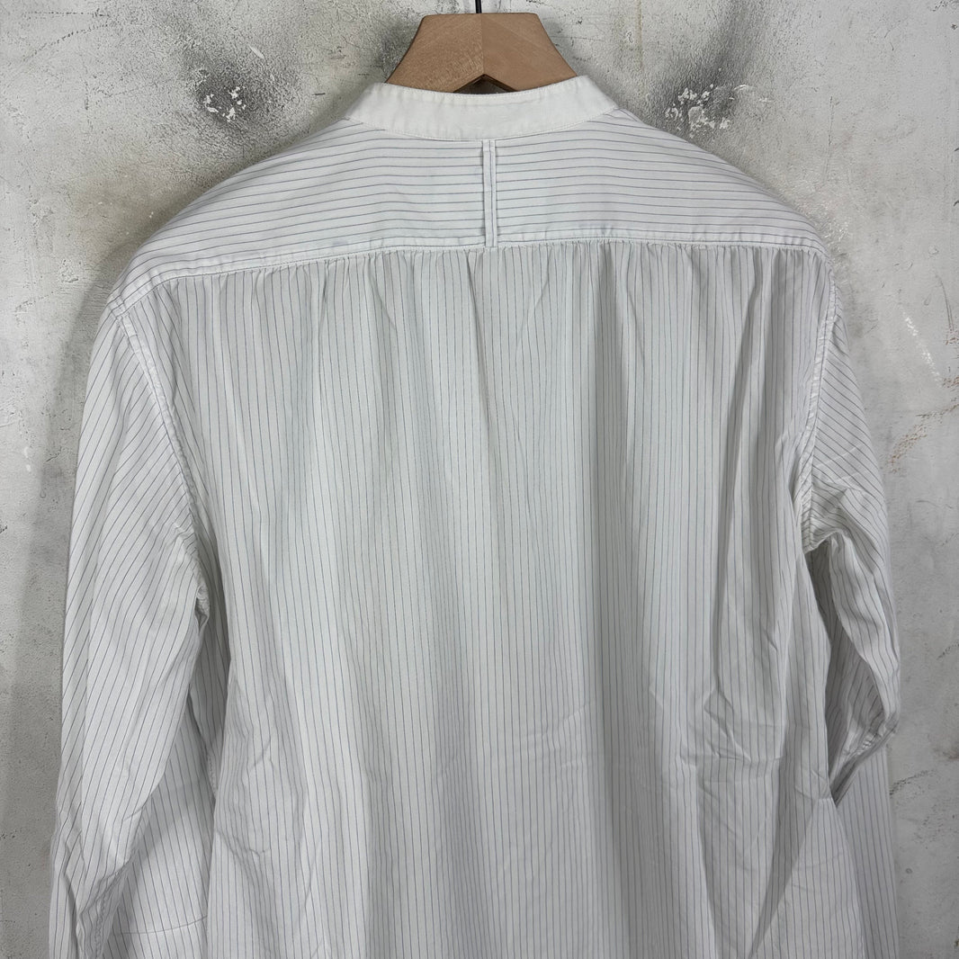 Margiela 00's Pinstriped Collarless Shirt