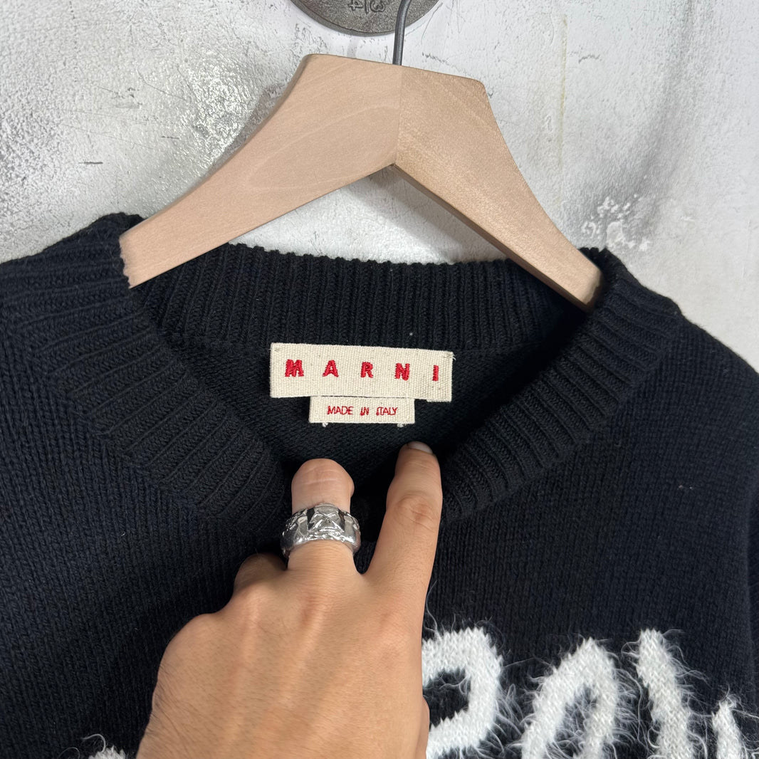 Marni Fuzzy Squiggle Logo Sweater