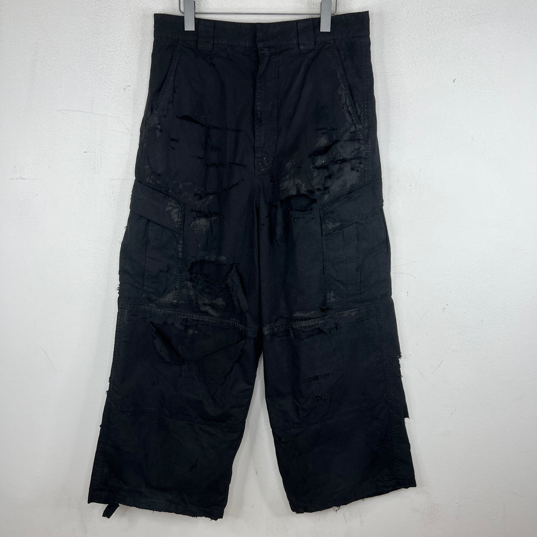 Balenciaga Distressed Ripstop Double Layer Cargo Pants