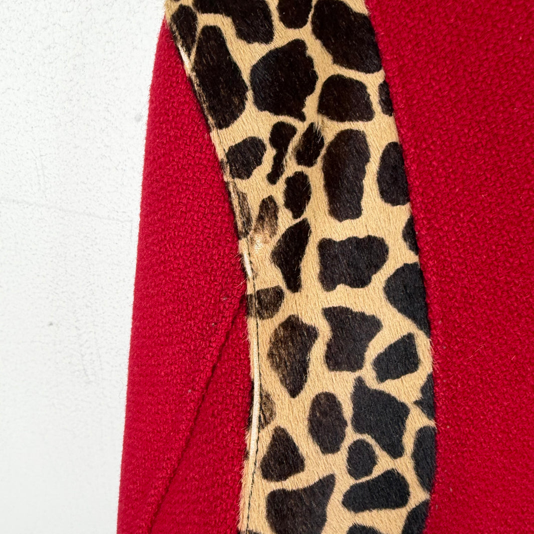 Saint Laurent Red Leopard Teddy Jacket