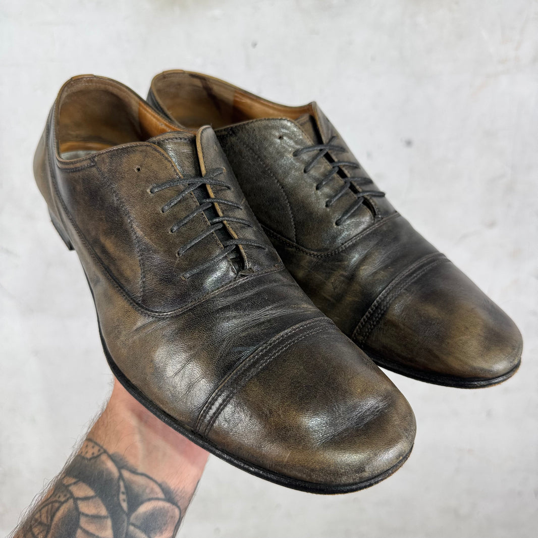 Margiela Distressed Brown Derby Shoe