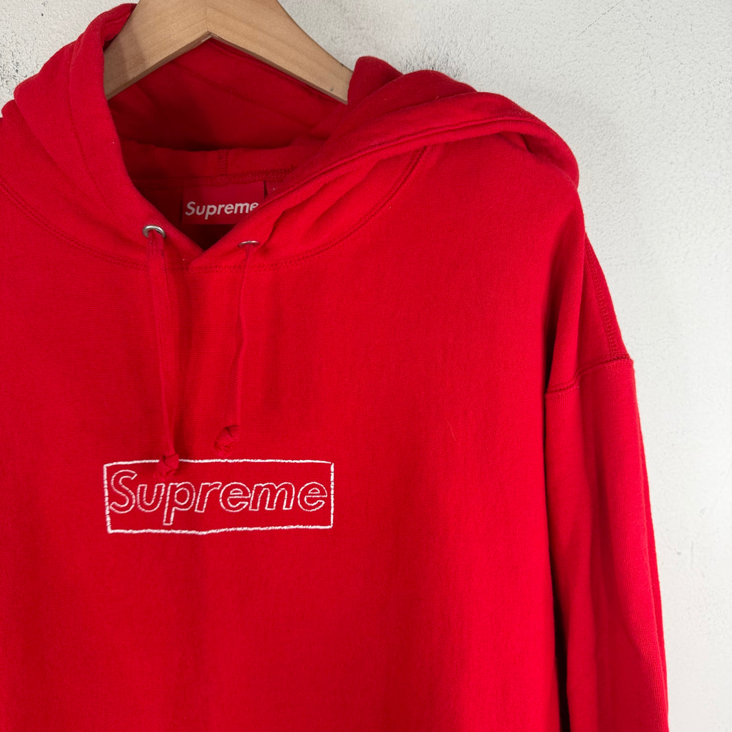 Supreme Kaws Red Chalk Box Logo Hoodie