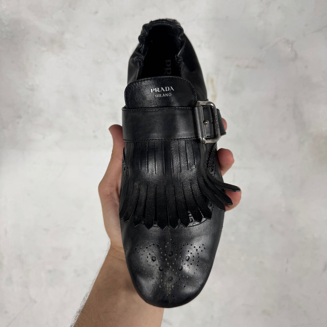 Prada Shuffle Fringed Monk Strap Shoes