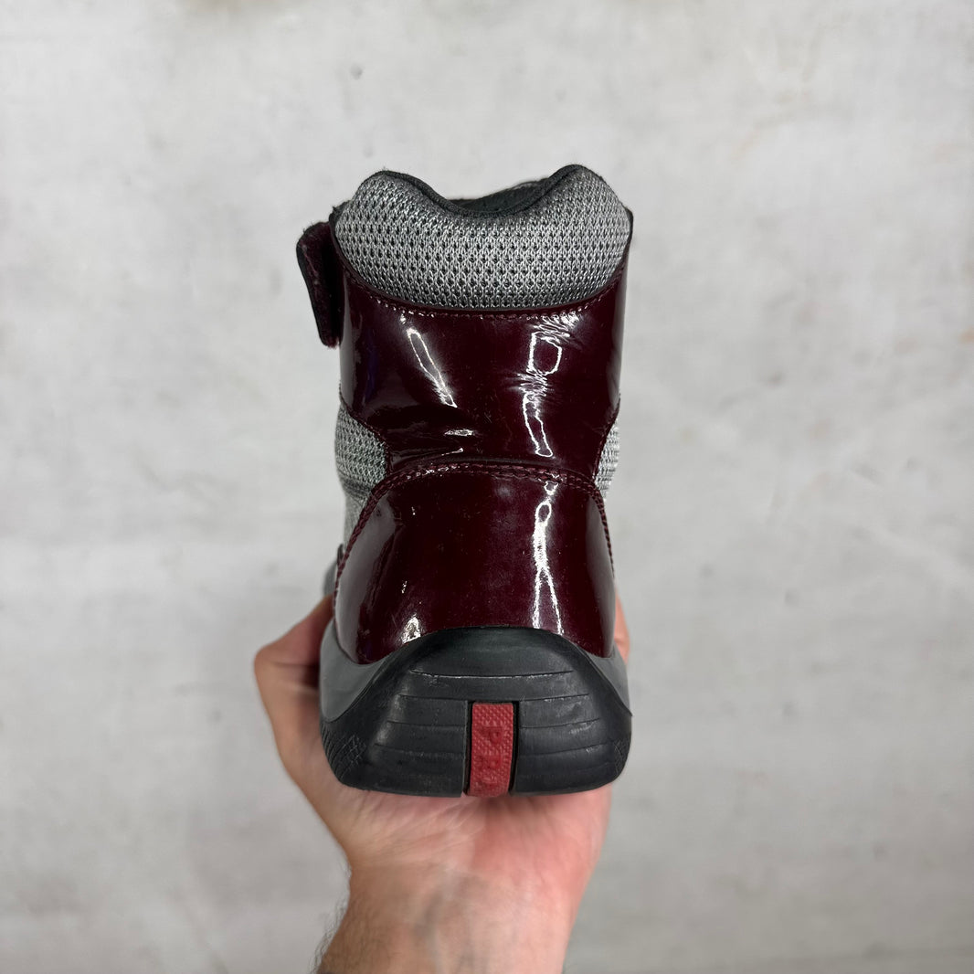 Prada Patent Burgundy High Americas Cups