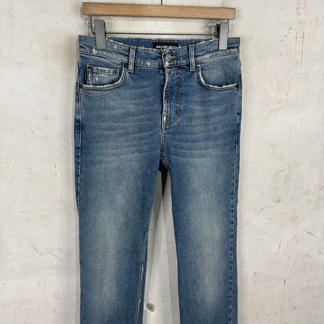 Balenciaga Medium Wash Distressed Skinny Jeans
