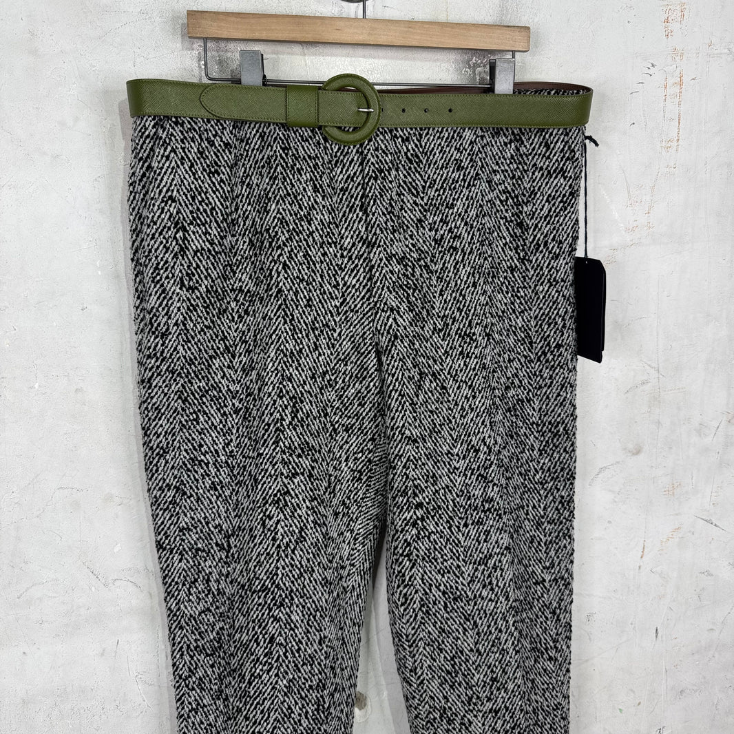 Prada Belted Tweed Trousers