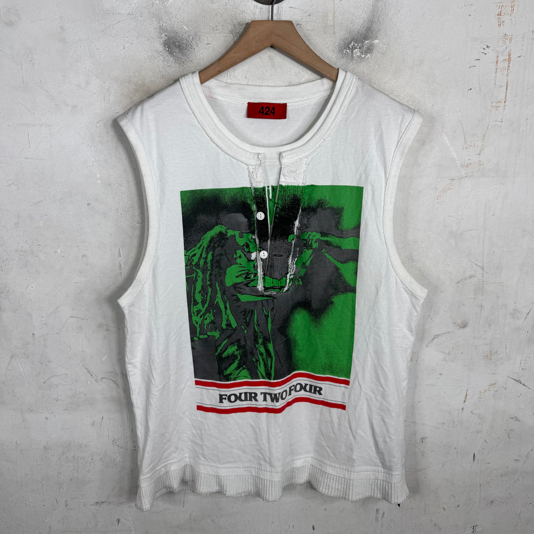 424 Bob Marley Layered Henley Tank Top