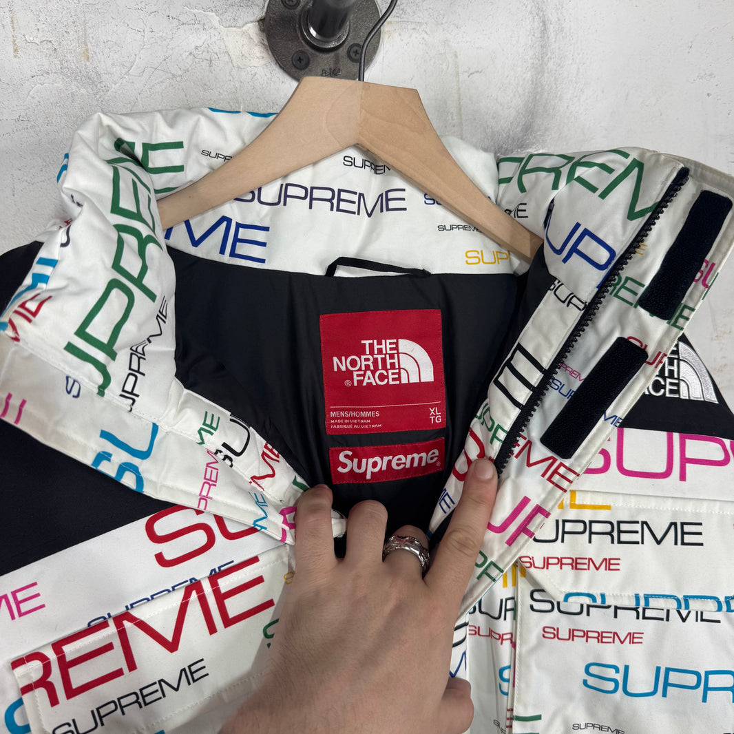 Supreme x TNF Multitcolor Script Puffer Parka Jacket