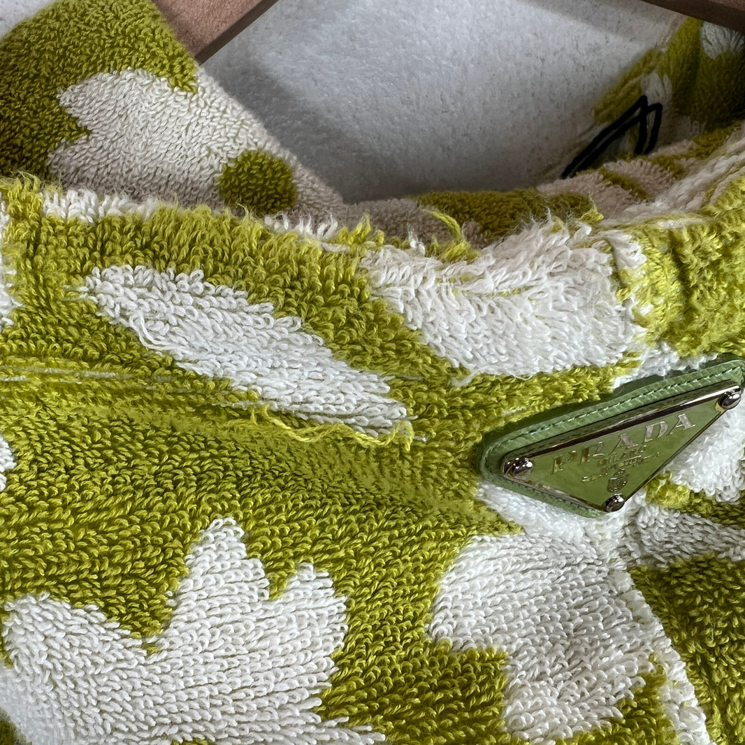 Prada Floral Green Terry Cloth Hoodie