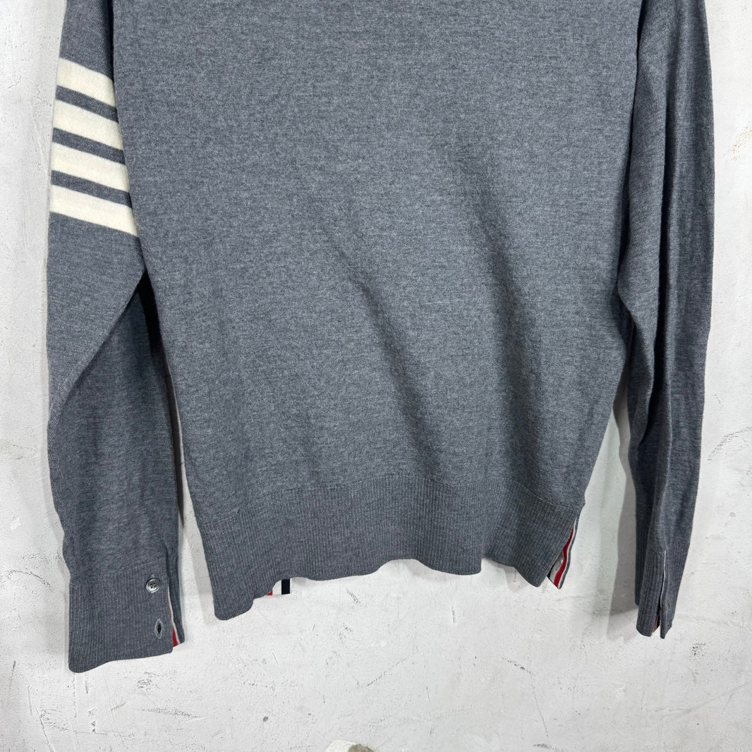 Thom Browne Grey Thin Striped Sweater