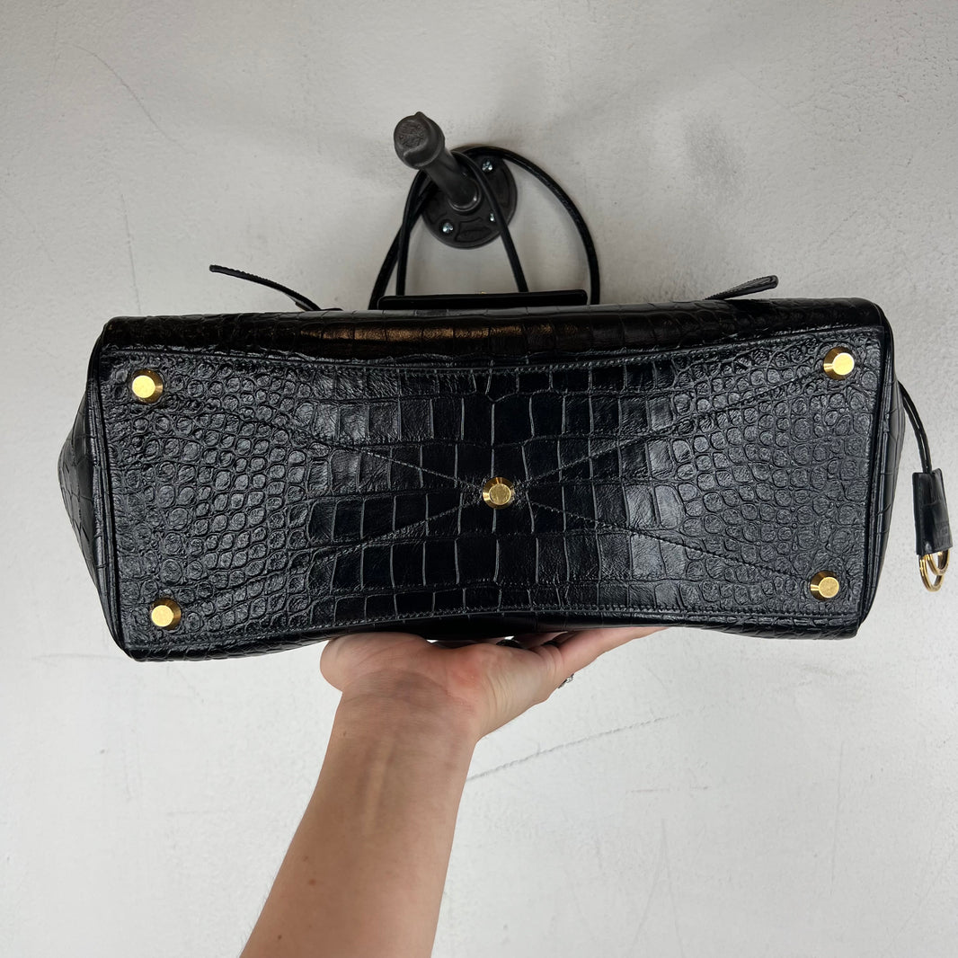 Balenciaga Medium Croc-Embossed Bel-Air Bag