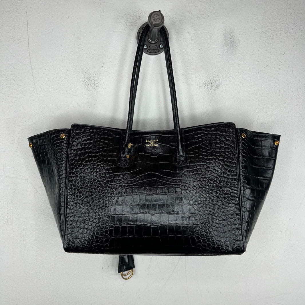 Balenciaga Medium Croc-Embossed Bel-Air Bag