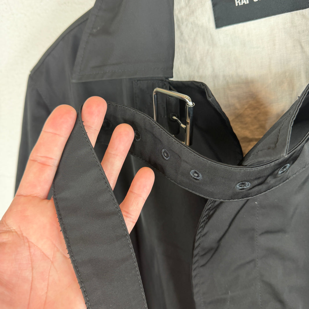 Raf Simons Black Nylon Collar Strap Trench Coat
