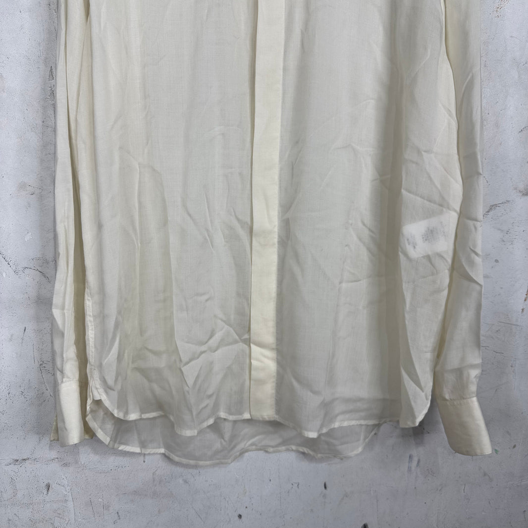 Saint Laurent Cream Cupro L/S Buttoned Shirt