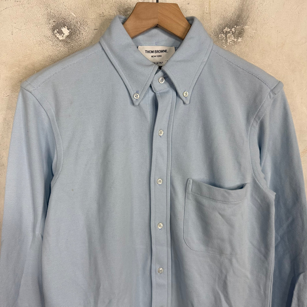 Thom Browne Light Blue Cotton Jersey Button Up