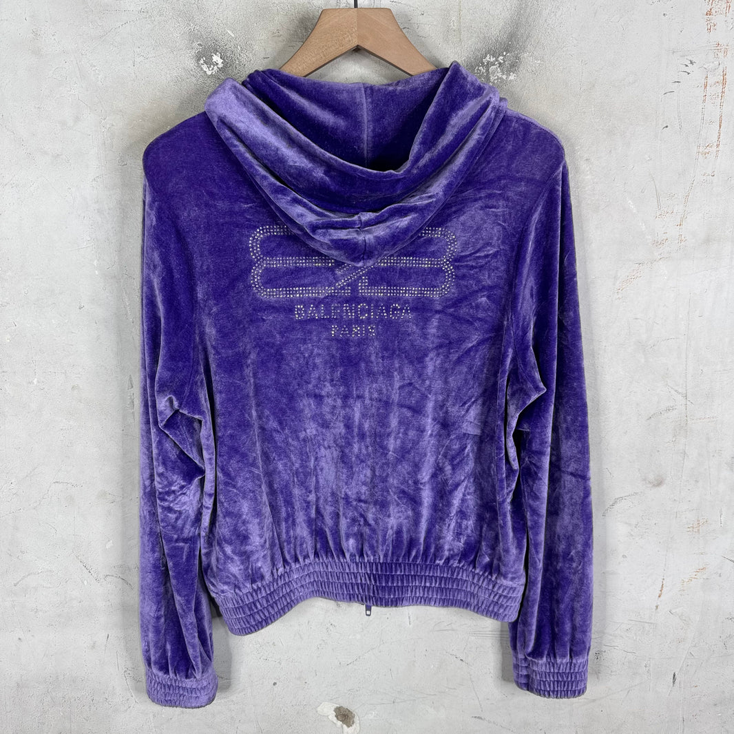Balenciaga Purple Velour Zip Hoodie