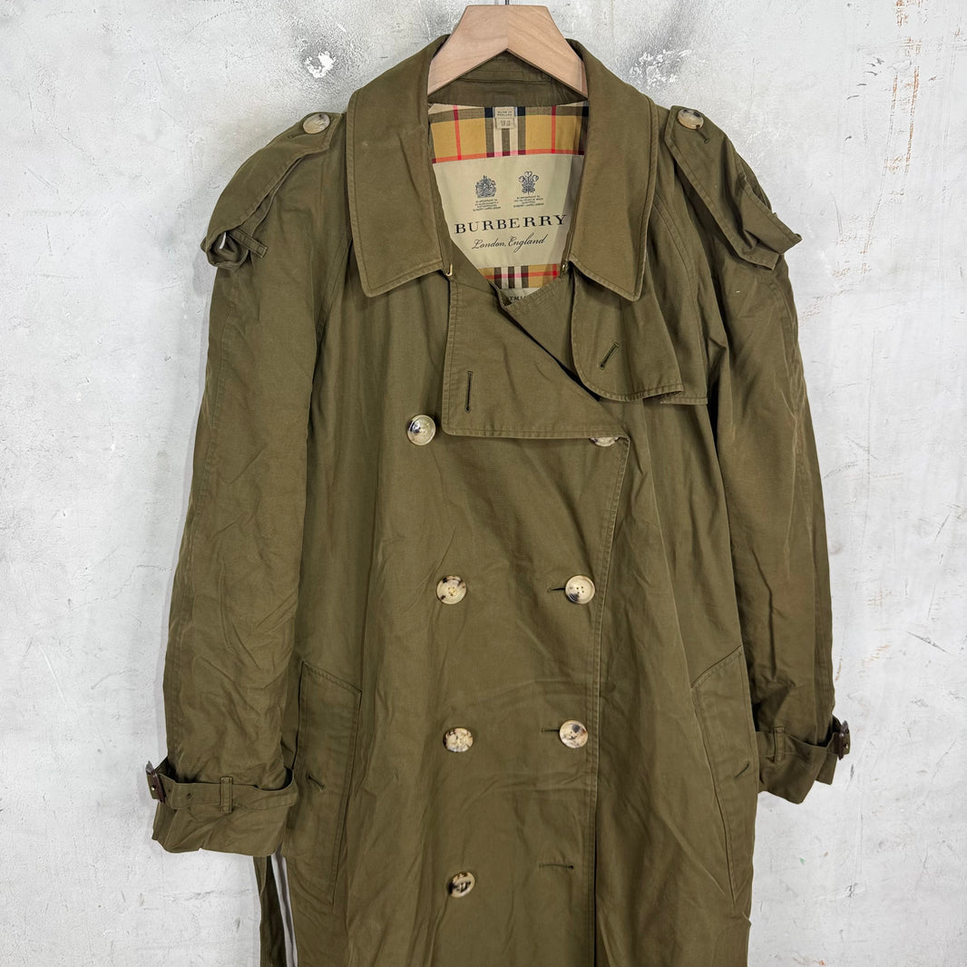 Burberry Olive Canvas Trench Coat