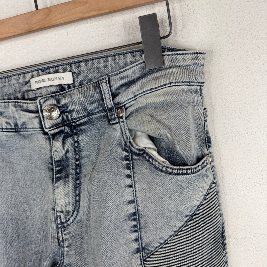 Pierre Balmain Kick Knee Skinny Moto Jeans