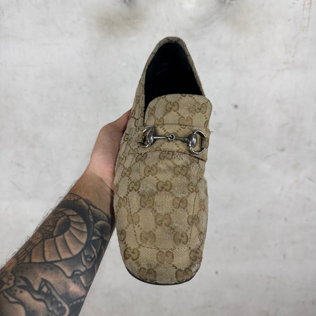 Gucci Monogram Ragazzo Horsebit Mules