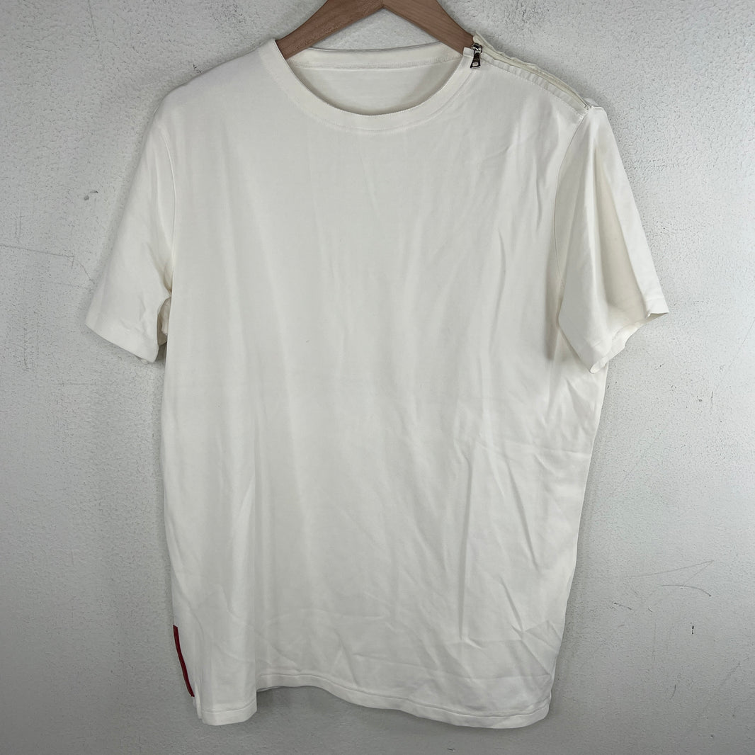 Prada White Zipper Detail T-Shirt