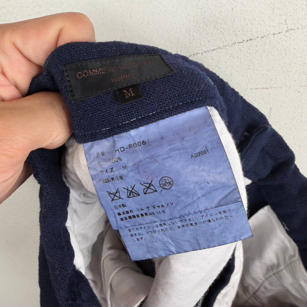 CDG Blue Wool Single Stripe Trousers