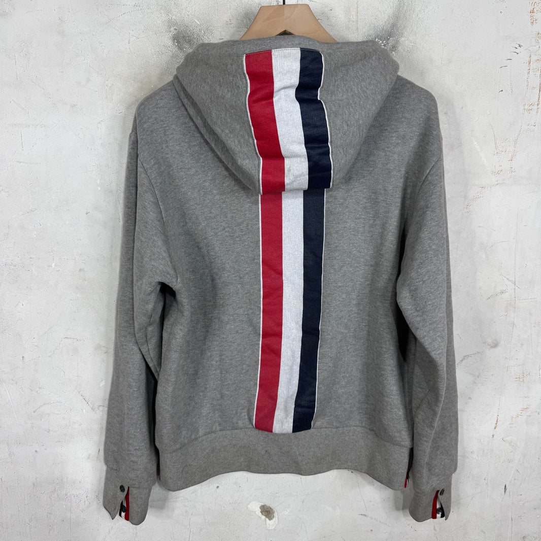 Thom Browne Grey Back Striped Hoodie
