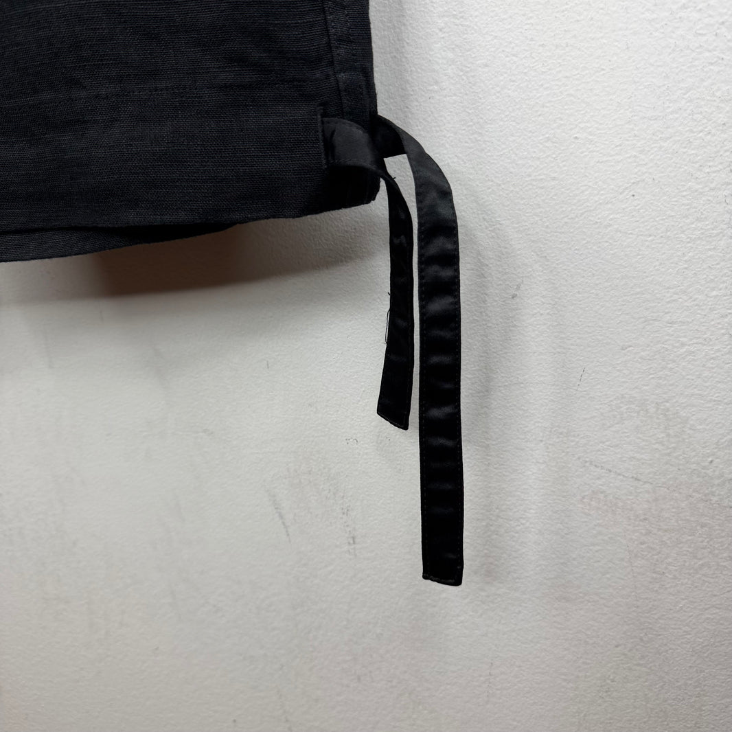 Greg Lauren Black Linen Wide Leg Trousers