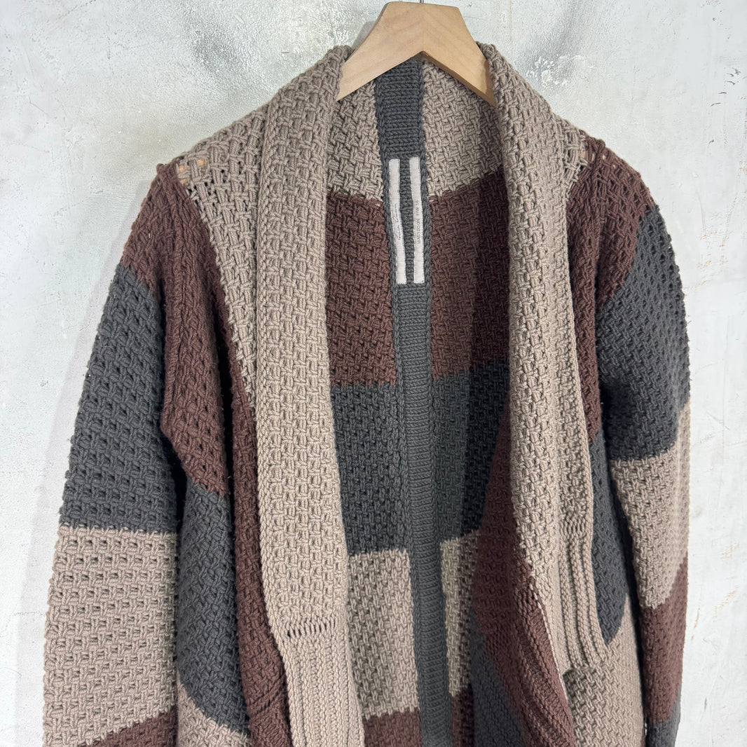 Rick Owens Mastadon Knitted Color Blocked Poncho