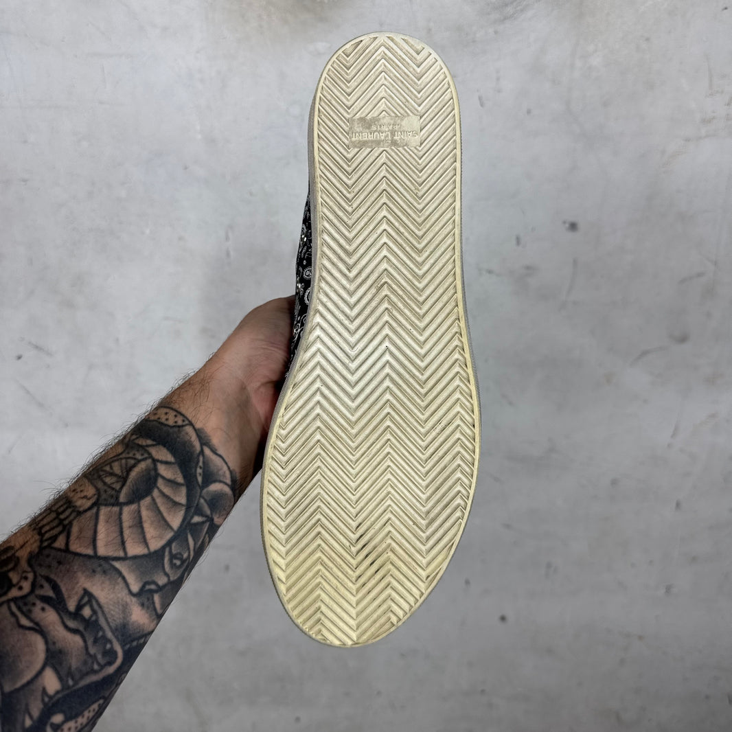 Saint Laurent Patterned Canvas Bedford Skull Sneakers
