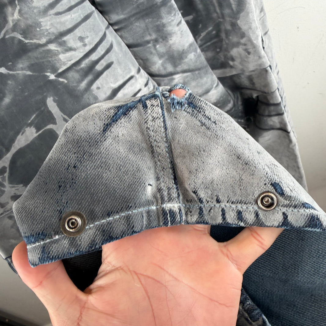PDFCHANNEL Grey Felt Coated Baggy Jeans