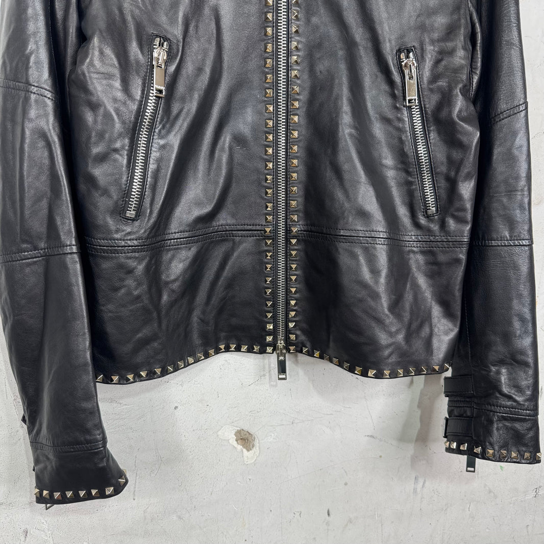 Valentino Rock Stud Leather Cafe Racer Jacket