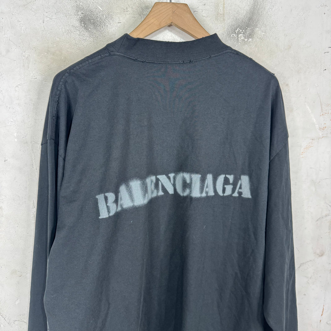 Balenciaga Sprayed Logo L/S T-Shirt