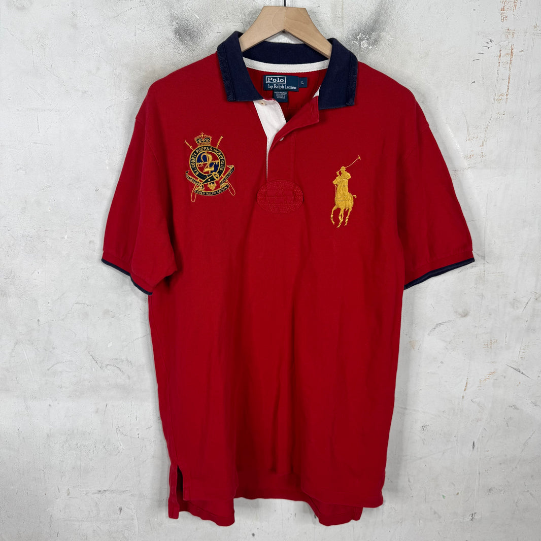 Ralph Lauren Red/Gold Big Pony Crested Polo