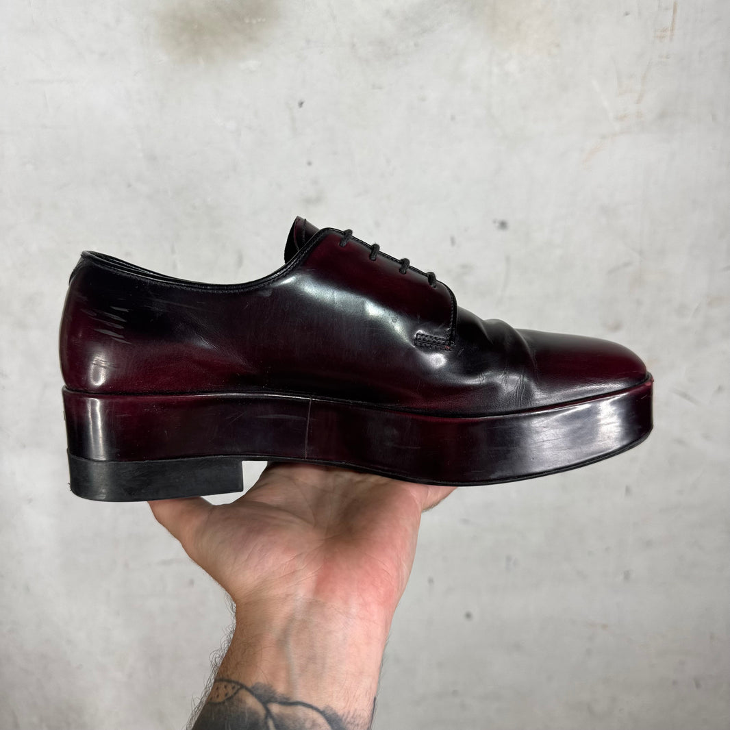 Prada Oxblood Garnet Brushed Derby's