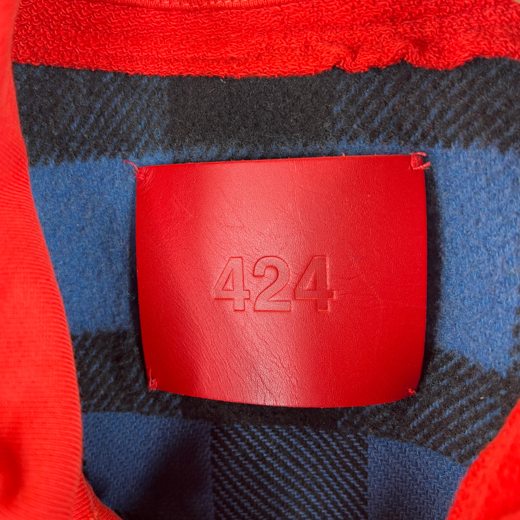 424 Blue Hooded Flannel Jacket