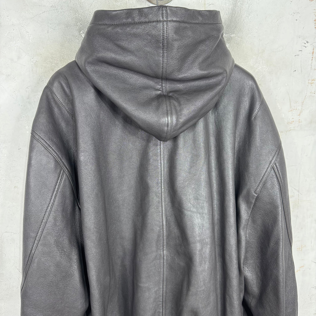 Balenciaga Brown Taxi Hooded Leather Jacket
