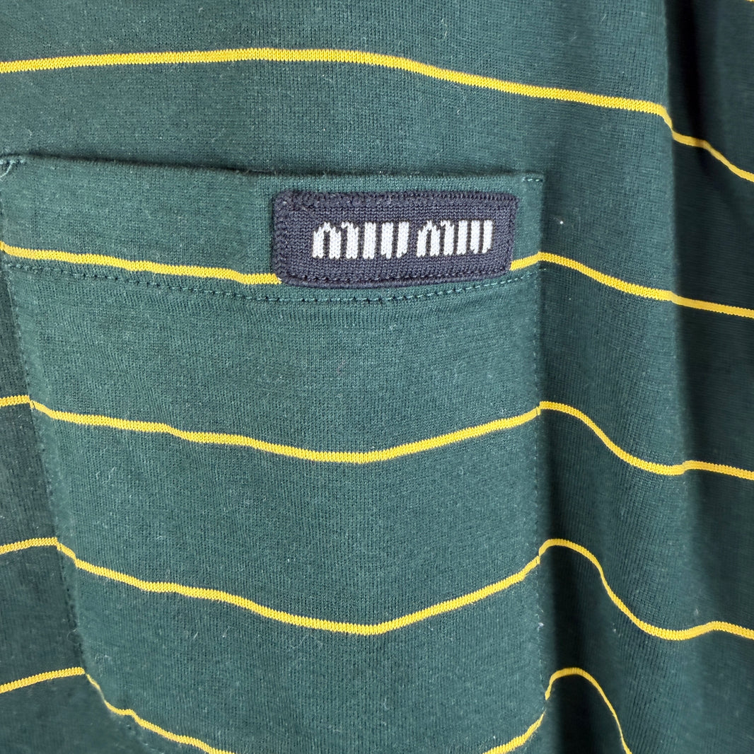 Miu Miu Green Striped L/S T-Shirt