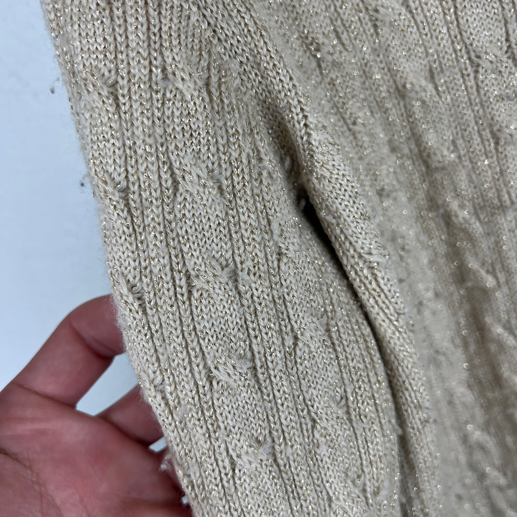 CDG Beige Cable Knit V Neck Sweater