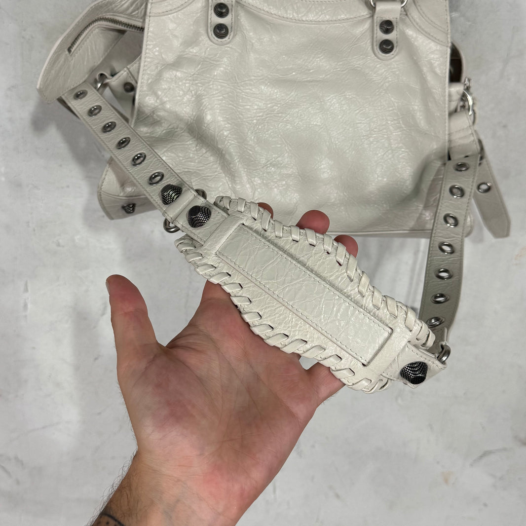 Balenciaga White Lambskin City Bag