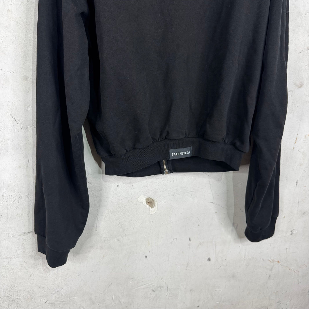 Balenciaga Shrunken Tab Logo Zip Hoodie