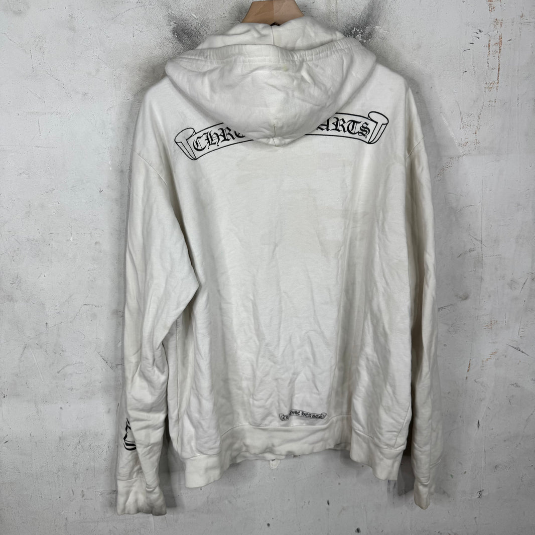 Chrome Hearts Smoked Script Sleeve White Zip Hoodie