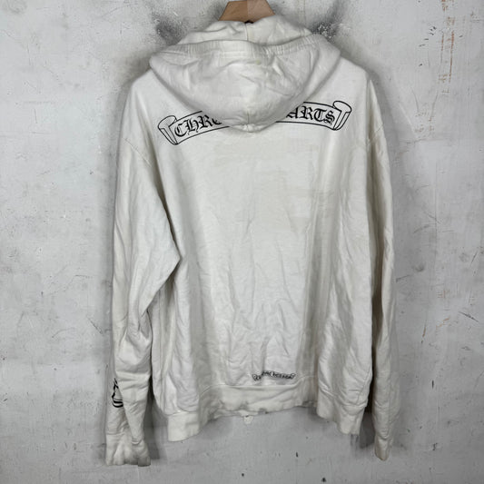 Chrome Hearts Smoked Script Sleeve White Zip Hoodie