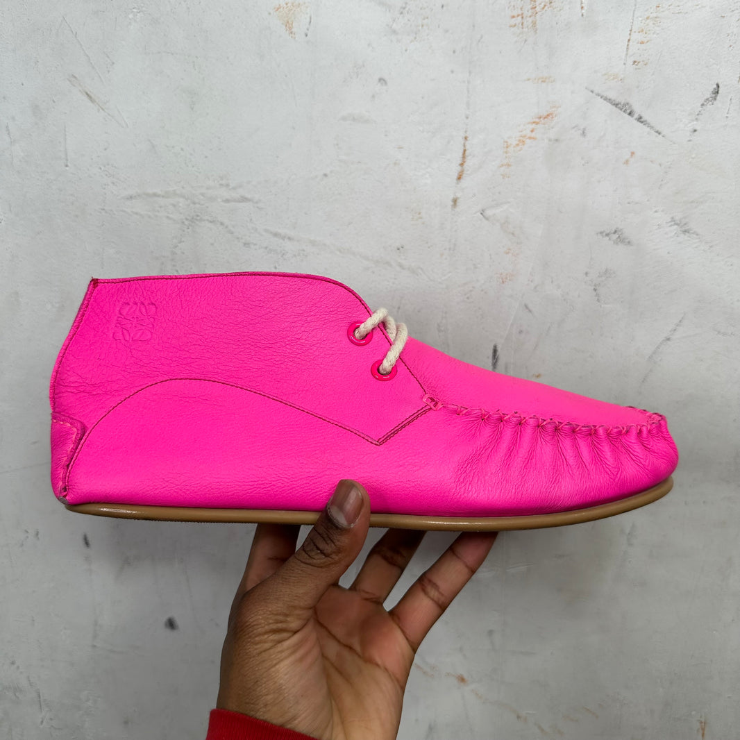 Loewe Pink Laced Moccasins