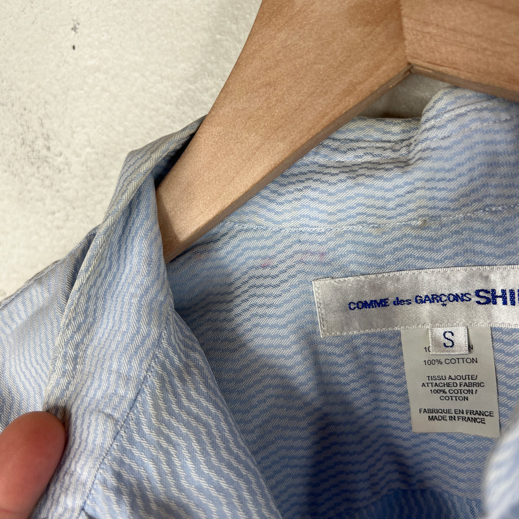 CDG Baby Blue Zigzag Pattern Button Up Shirt