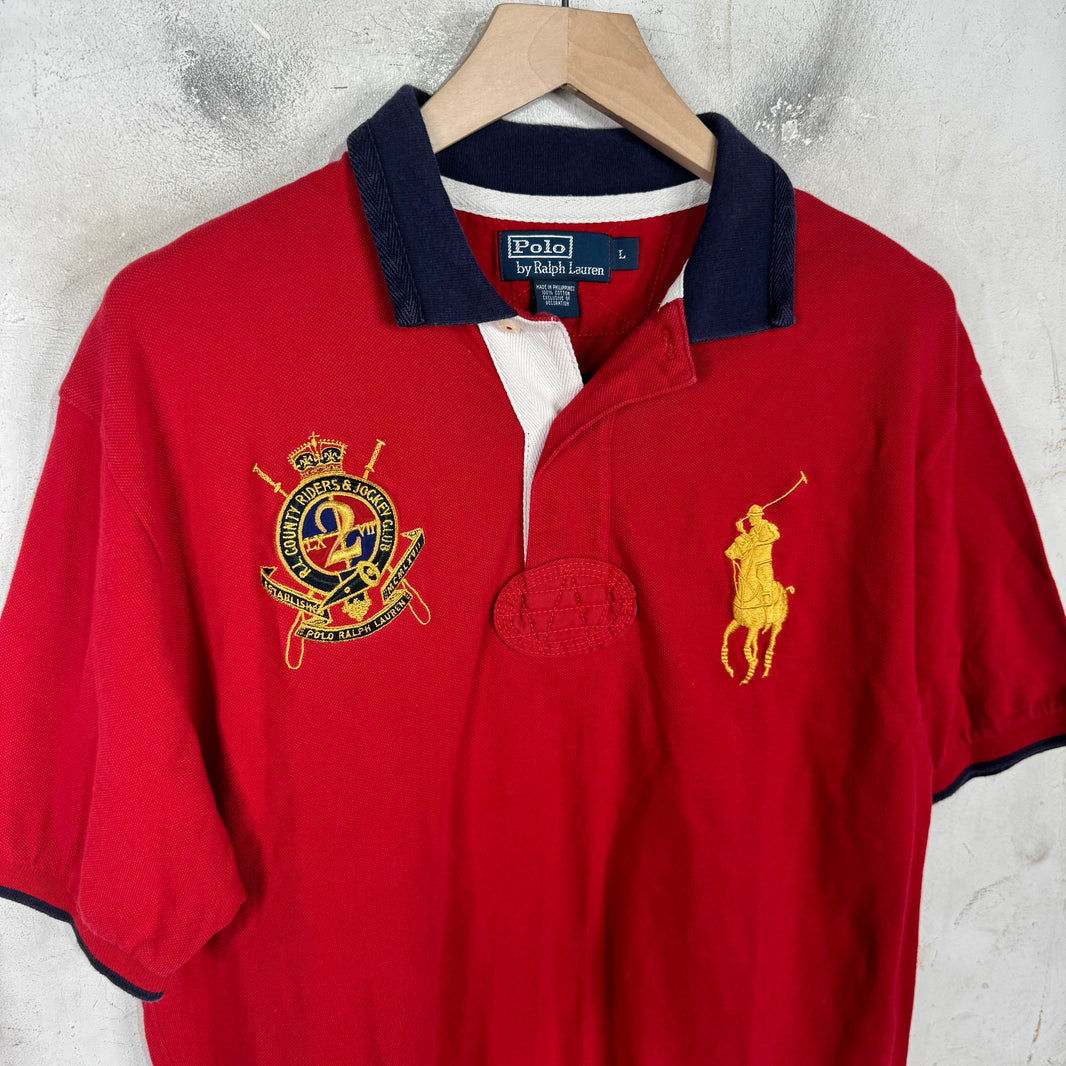 Ralph Lauren Red/Gold Big Pony Crested Polo