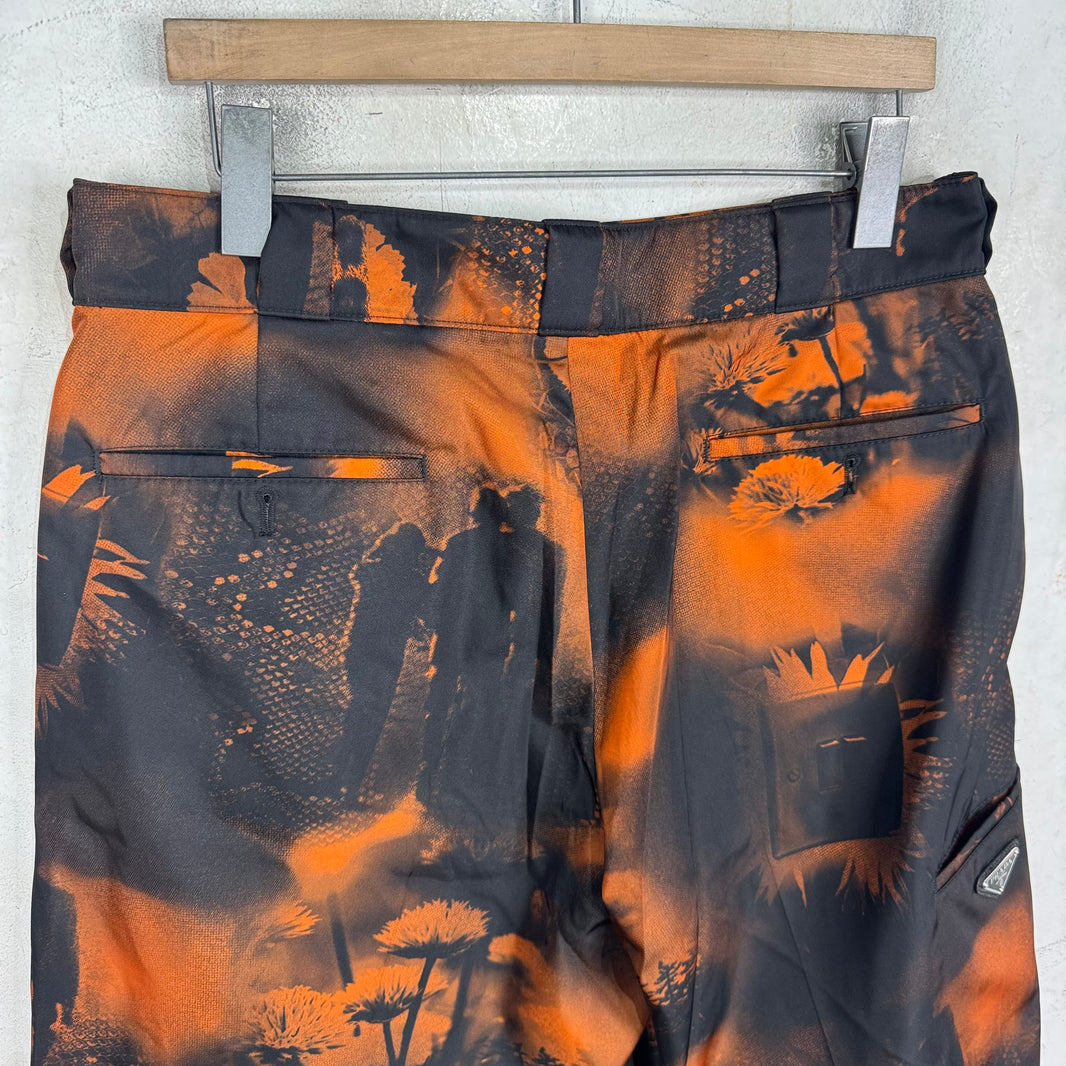 Prada Orange Printed Renylon Plaqued Shorts